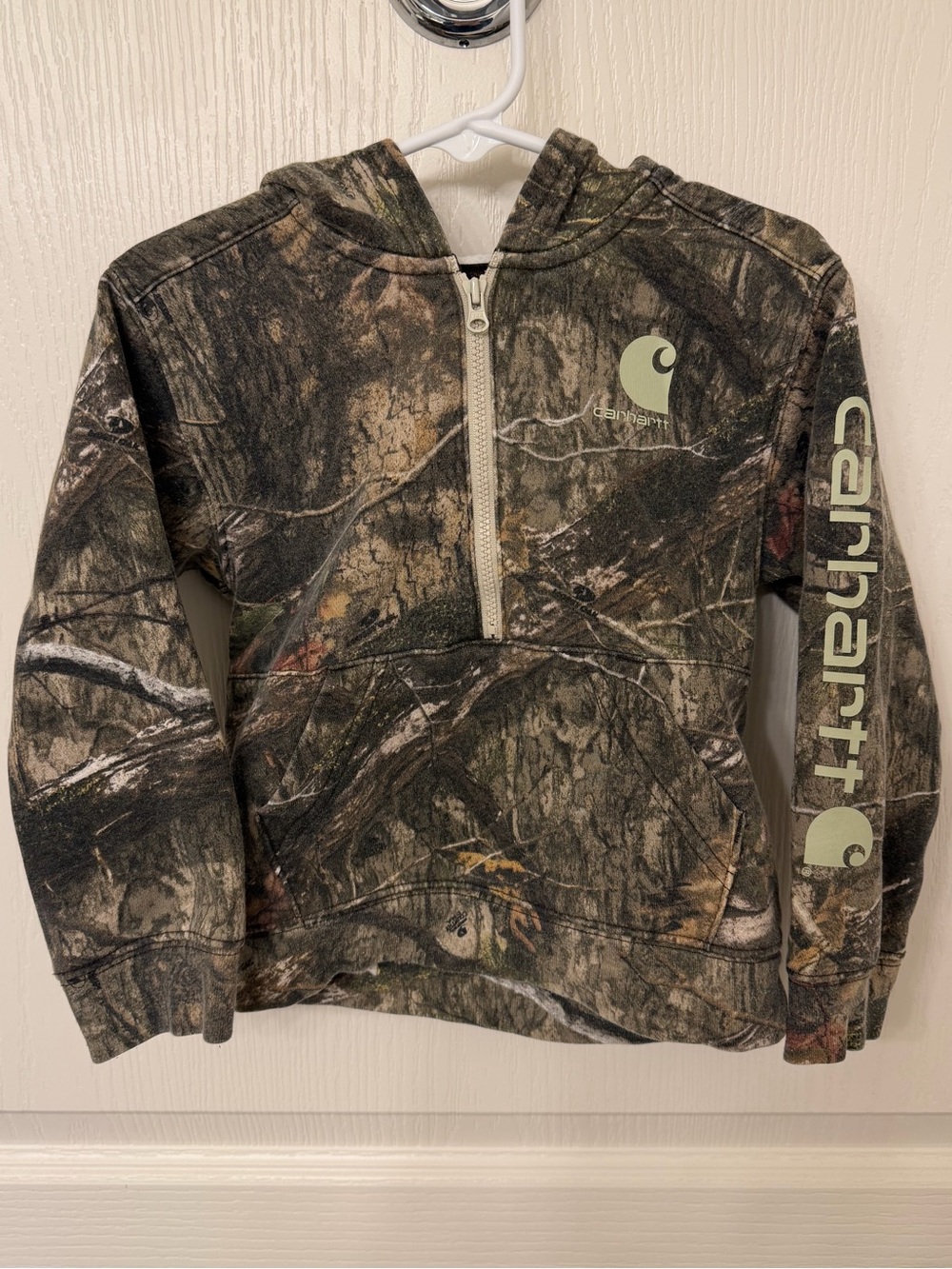 Carhartt Kids' Camo Fleece Half-Zip Hoodie - Green/Brown